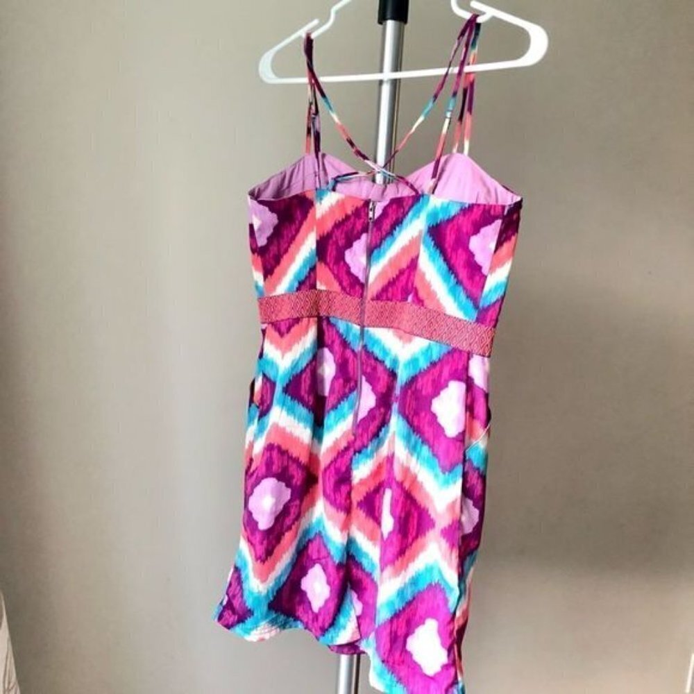 AMERICAN Eagle Colorful Boho Aztec Print Pockets Strap Mini Dress Sz 8 - Picture 3 of 6